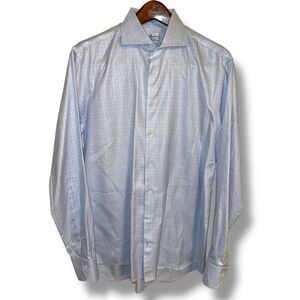 Stenstroms Glencheck Fitted Body Twofold Cotton Super Dress Shirt 17 XL